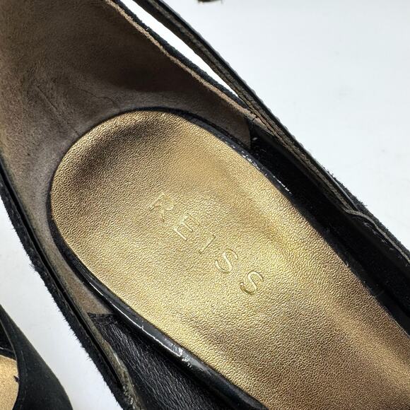 REISS Black Suede Pointed-Toe Ankle Strap Stiletto Pumps - Picture 7 of 10